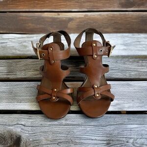FRANCO SARTO The Artist’s Collection Heels Brown Leather Women’s Sandals Shoes